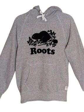 Roots Canada  Grey Crewneck Hoodie with Beaver Logo Sz xs